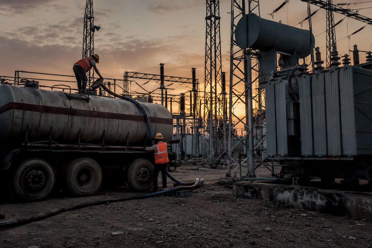 BIOCIL hazardous waste tanker at industrial substation