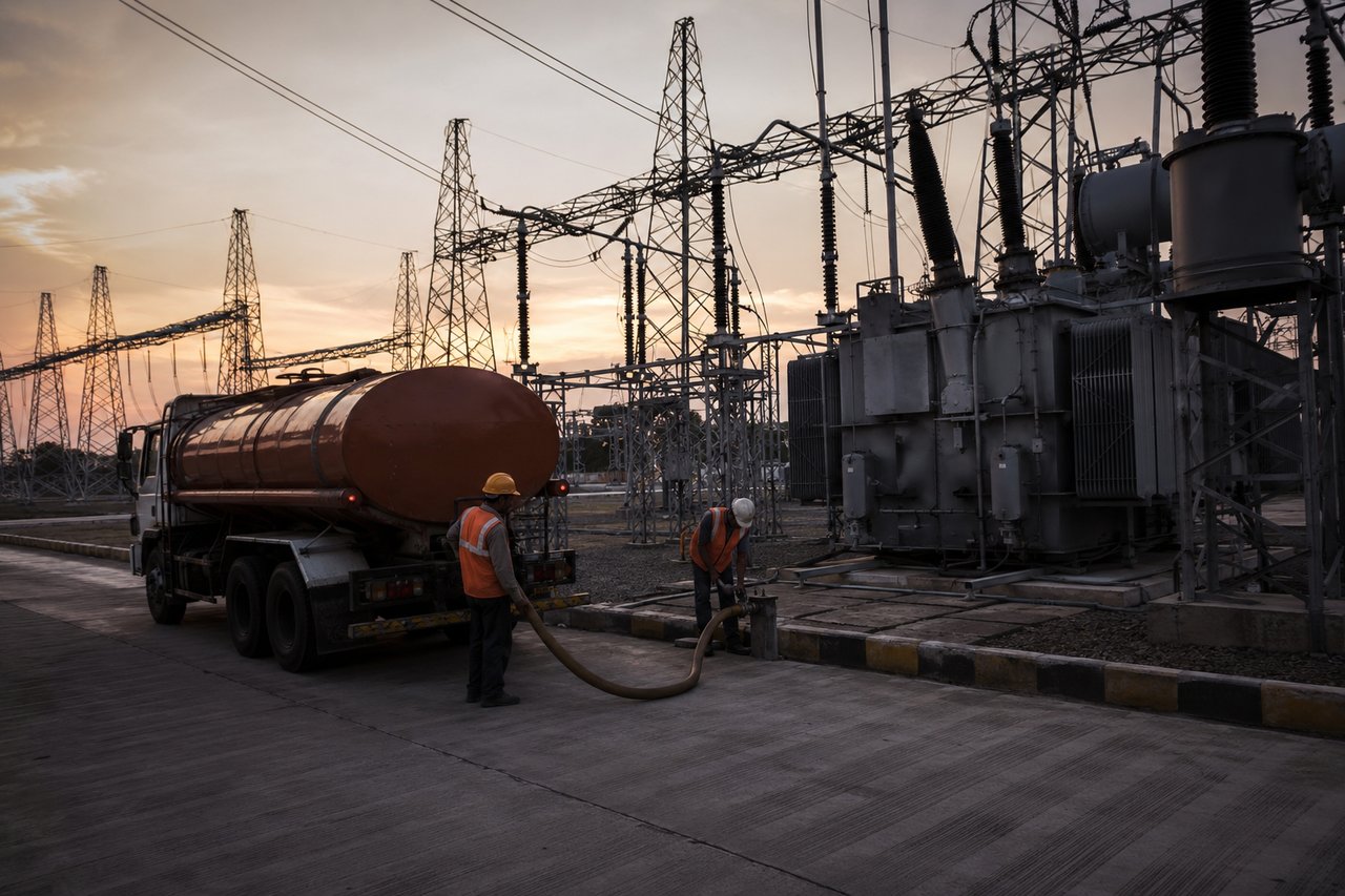 BIOCIL tanker collecting transformer oil at a power substation